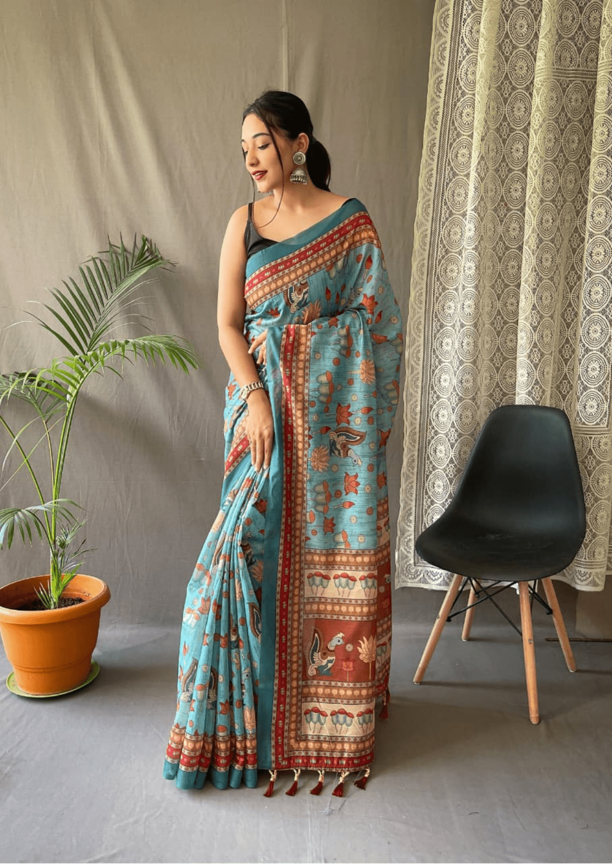Avyukta Kalamkari Malai Cotton Saree-2