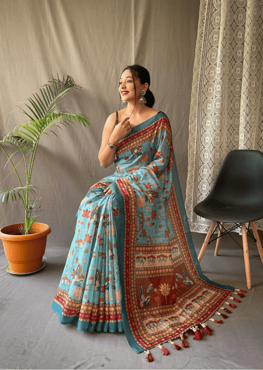 Avyukta Kalamkari Malai Cotton Saree-1