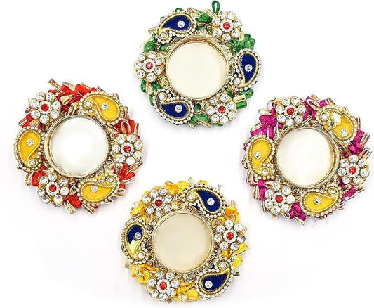 Multi Color Tea Light Holders, Diwali Decor, Handmade Diyas, Christmas Gift, Home Decor, Candle Holders, TeaLight Holder, Table Top, Size- 3x3x1 inch