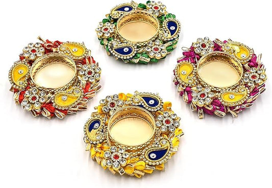 Multi Color Tea Light Holders, Diwali Decor, Handmade Diyas, Home Decor, Candle Holders, TeaLight Holder, Table Top(5)