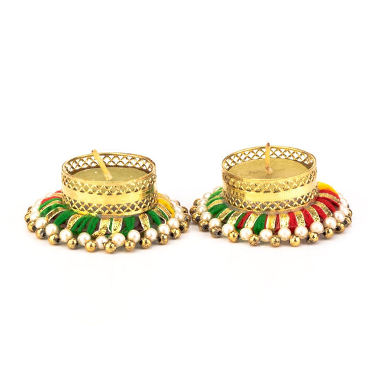 Indian Tradtional Handmade Decorative Tea Light Candle Holders - Diya Lamp for Pooja, Diwali Decoration for Home, Best Housewarming Return Gift. (10)