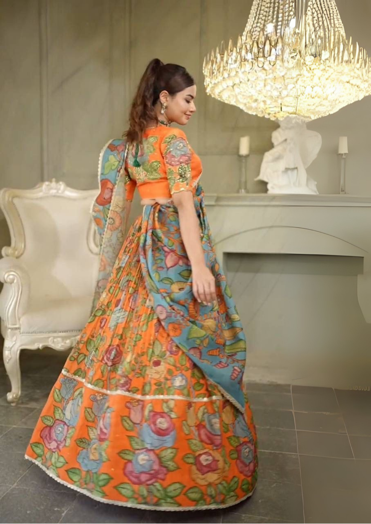 Aranya Multicolor Floral Digital Print Lehenga-2