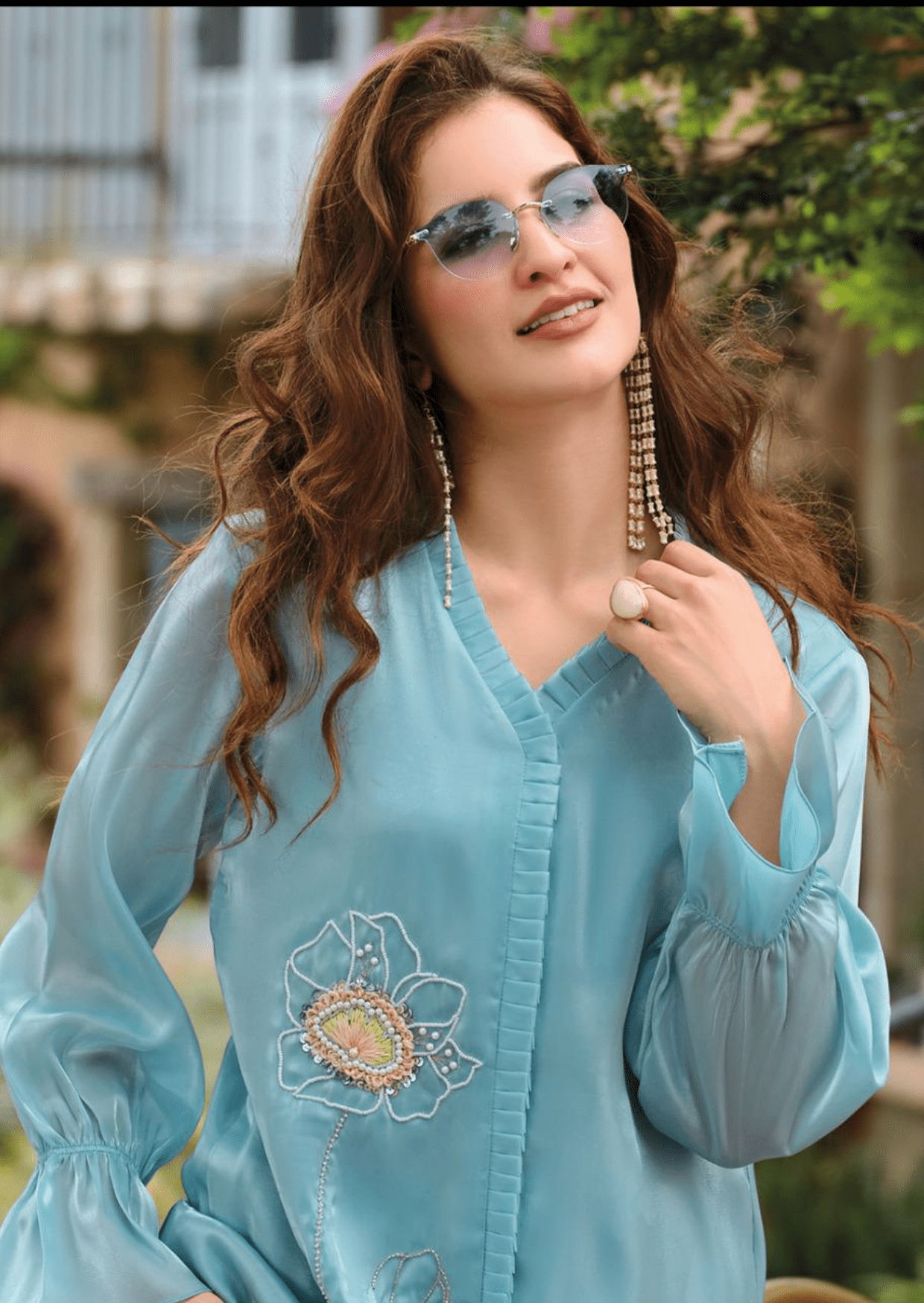 Aqua Grace Floral Silk Co-Ord Set-2