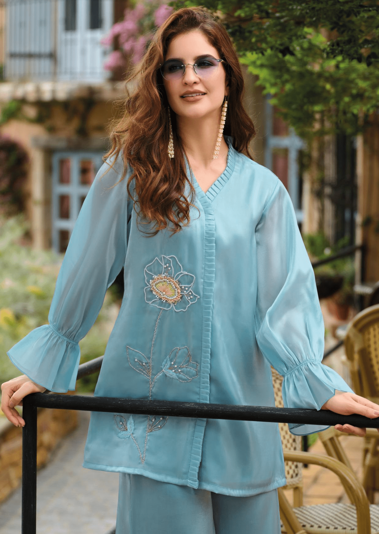 Aqua Grace Floral Silk Co-Ord Set-1