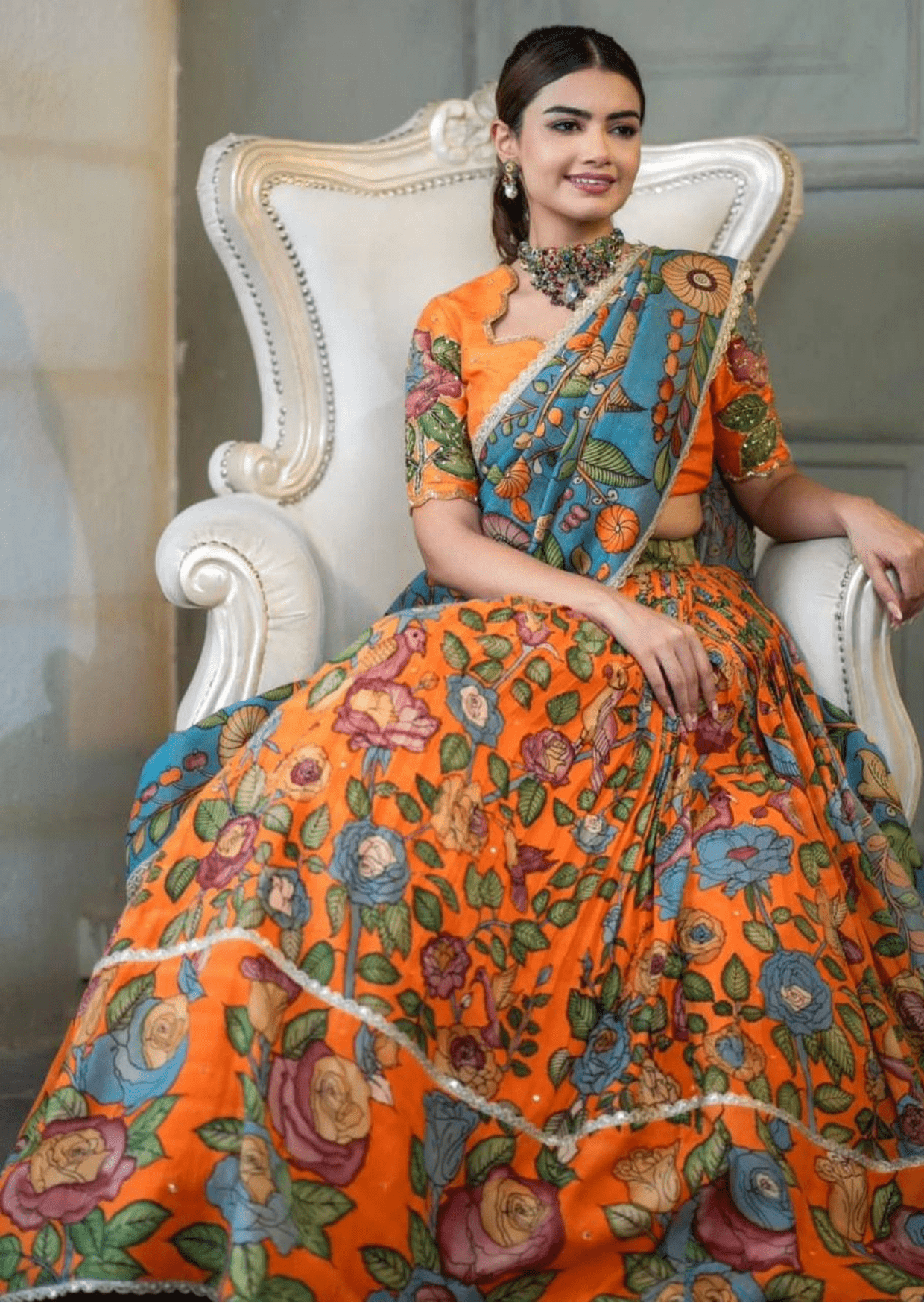 Aranya Multicolor Floral Digital Print Lehenga-0