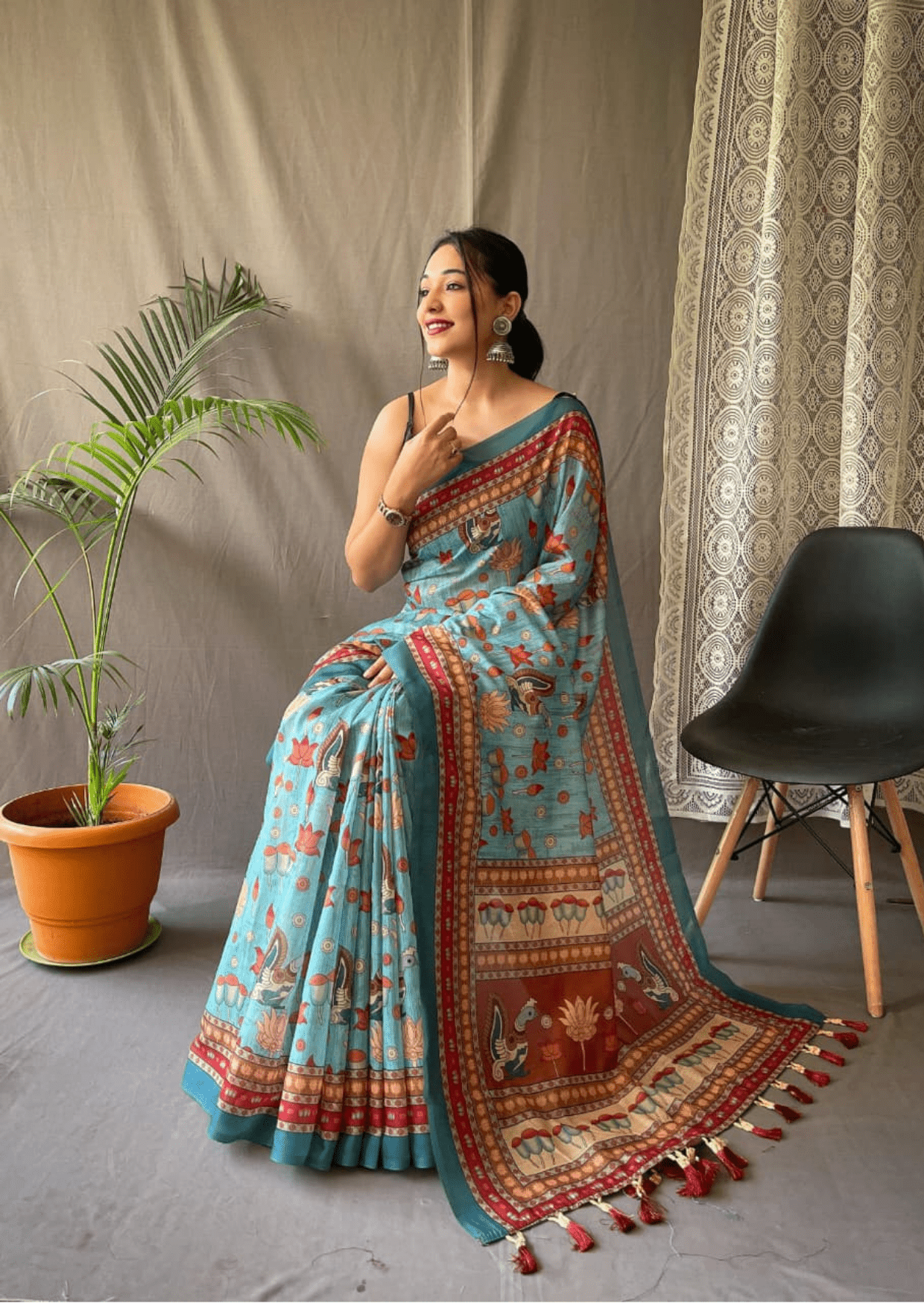 Avyukta Kalamkari Malai Cotton Saree-1