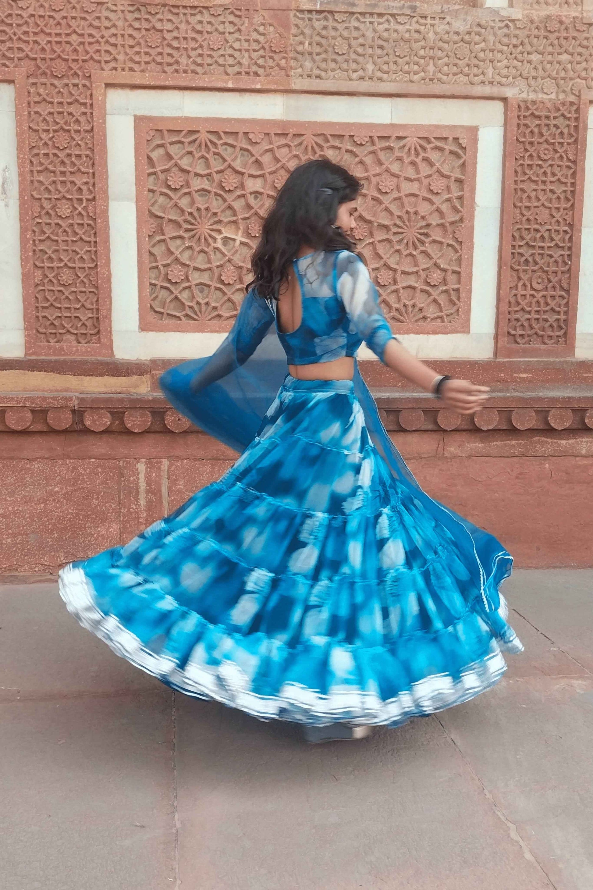 Noorani Floral Print Organza Lehenga Set-2