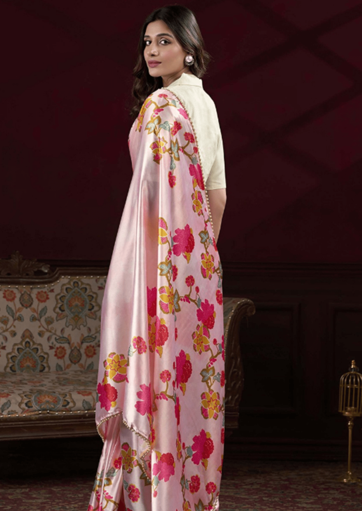 Prisha Blush Bloom Satin Silk Saree-3