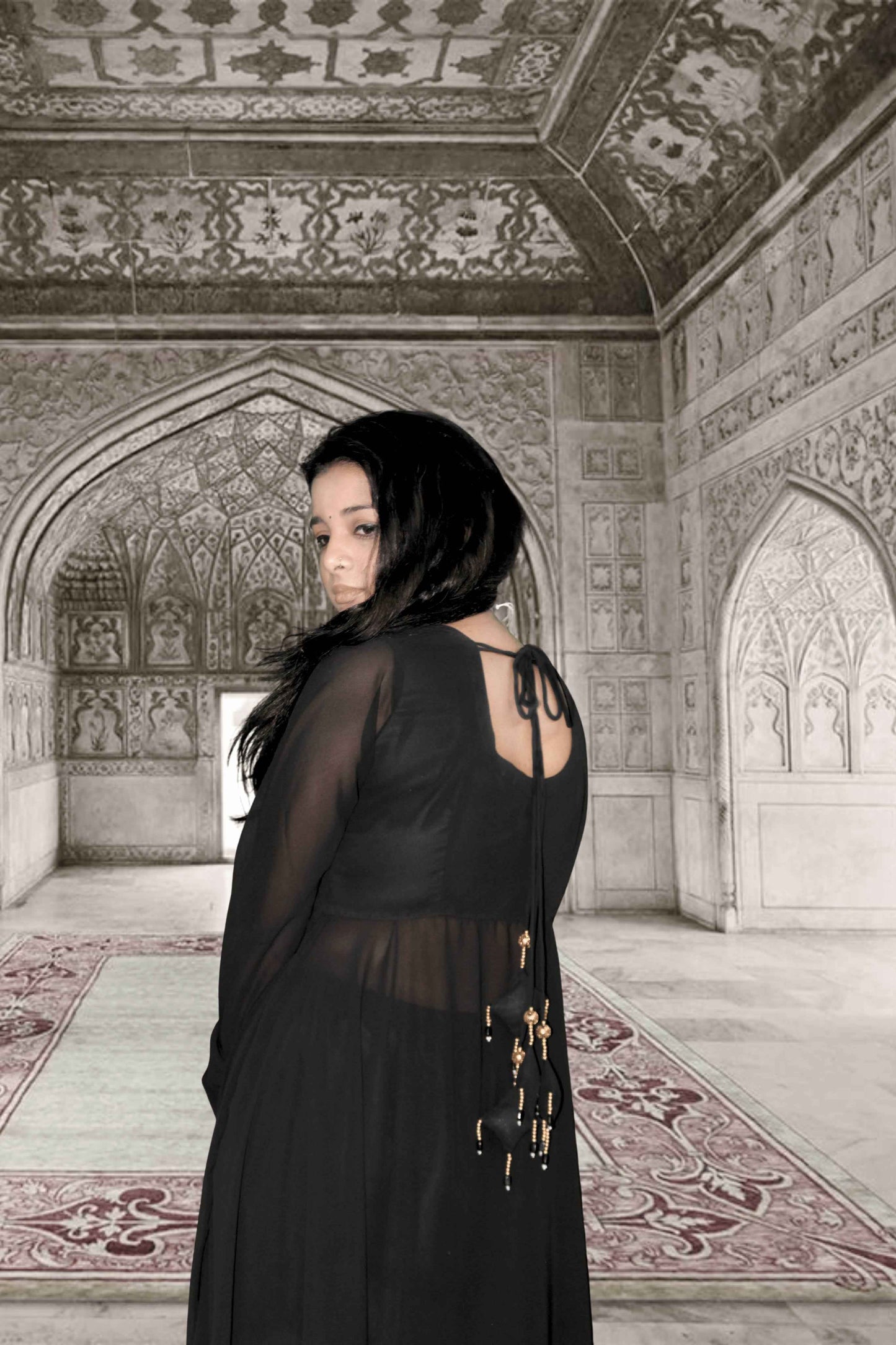 Siyahi Black Georgette Anarkali Suit Set-1