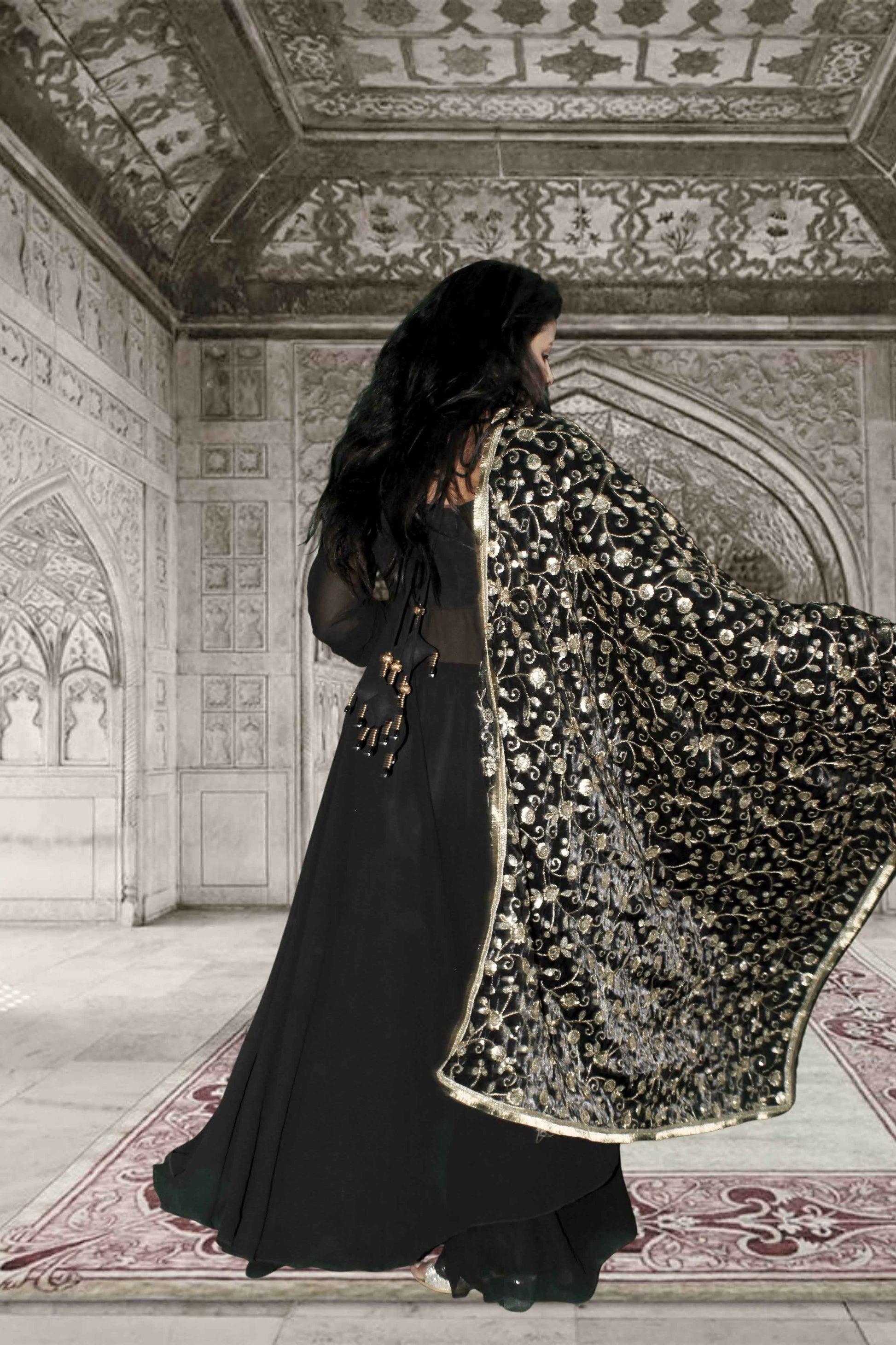 Siyahi Black Georgette Anarkali Suit Set-2